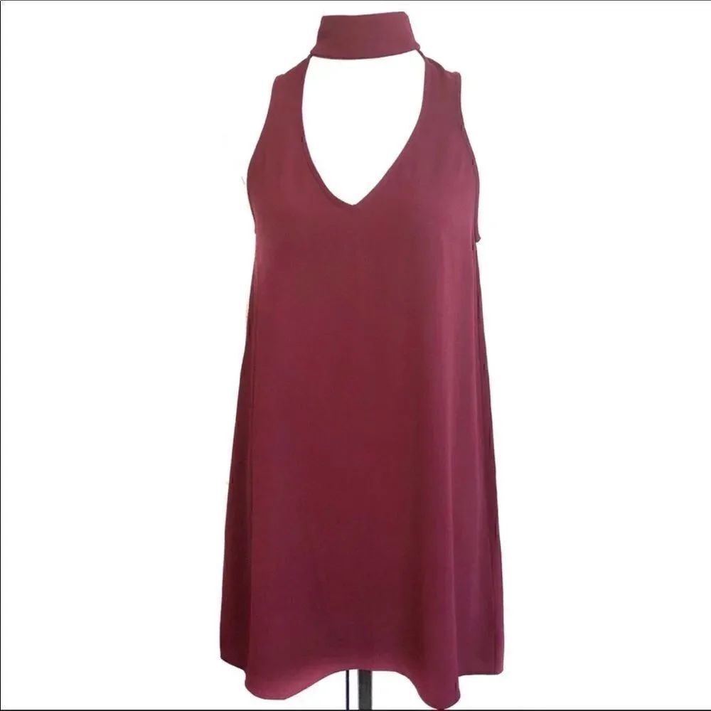 Show Me Your Mumu Dress Mini Halter Choker V Neck Open Back Maroon XS